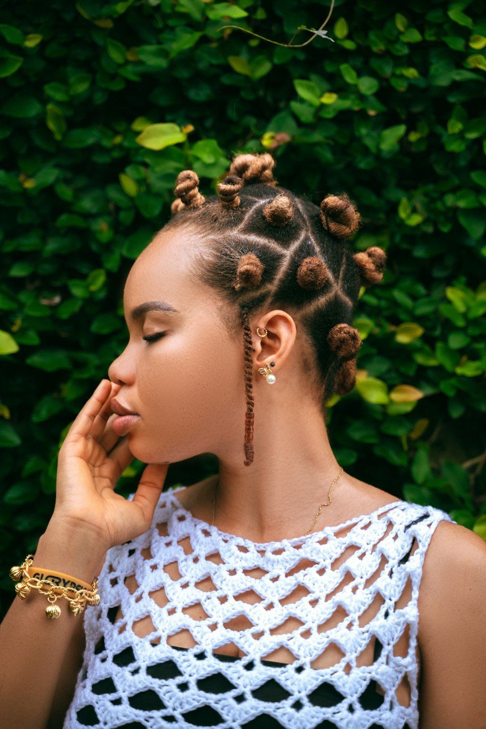 Girl with bantu knots